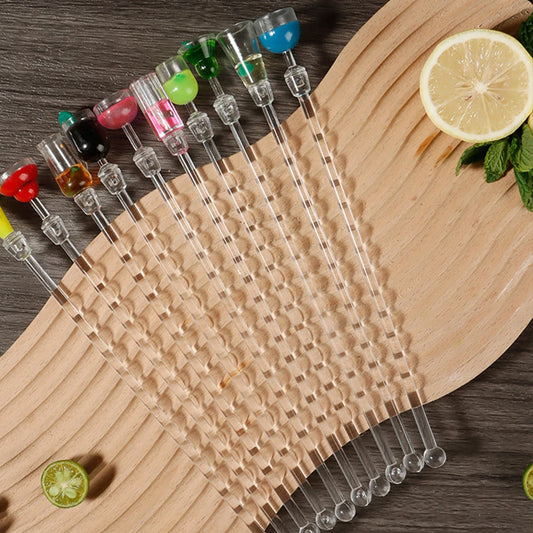 5Pcs/10Pcs Swizzle Sticks Acrylic Cocktail Stirrers 9 Inch Clear Shafts Drink Stirrer for Bars Cafes Party Restaurants Home Use
