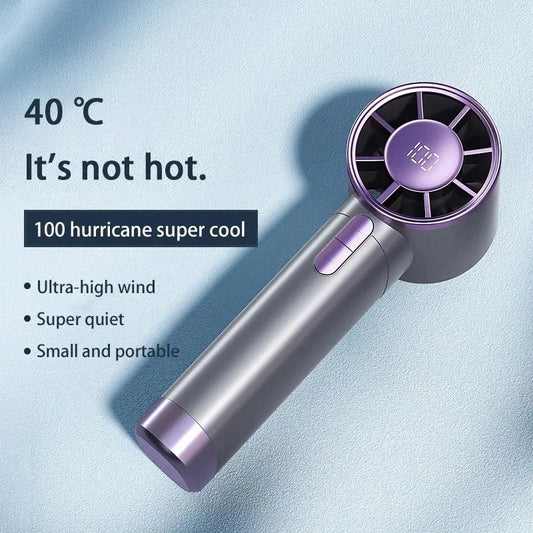 Mini Handheld Fan With Power Display Portable Air Calculating Fan Personal Highspeed Fan Rechargeable Mute Handheld Fan