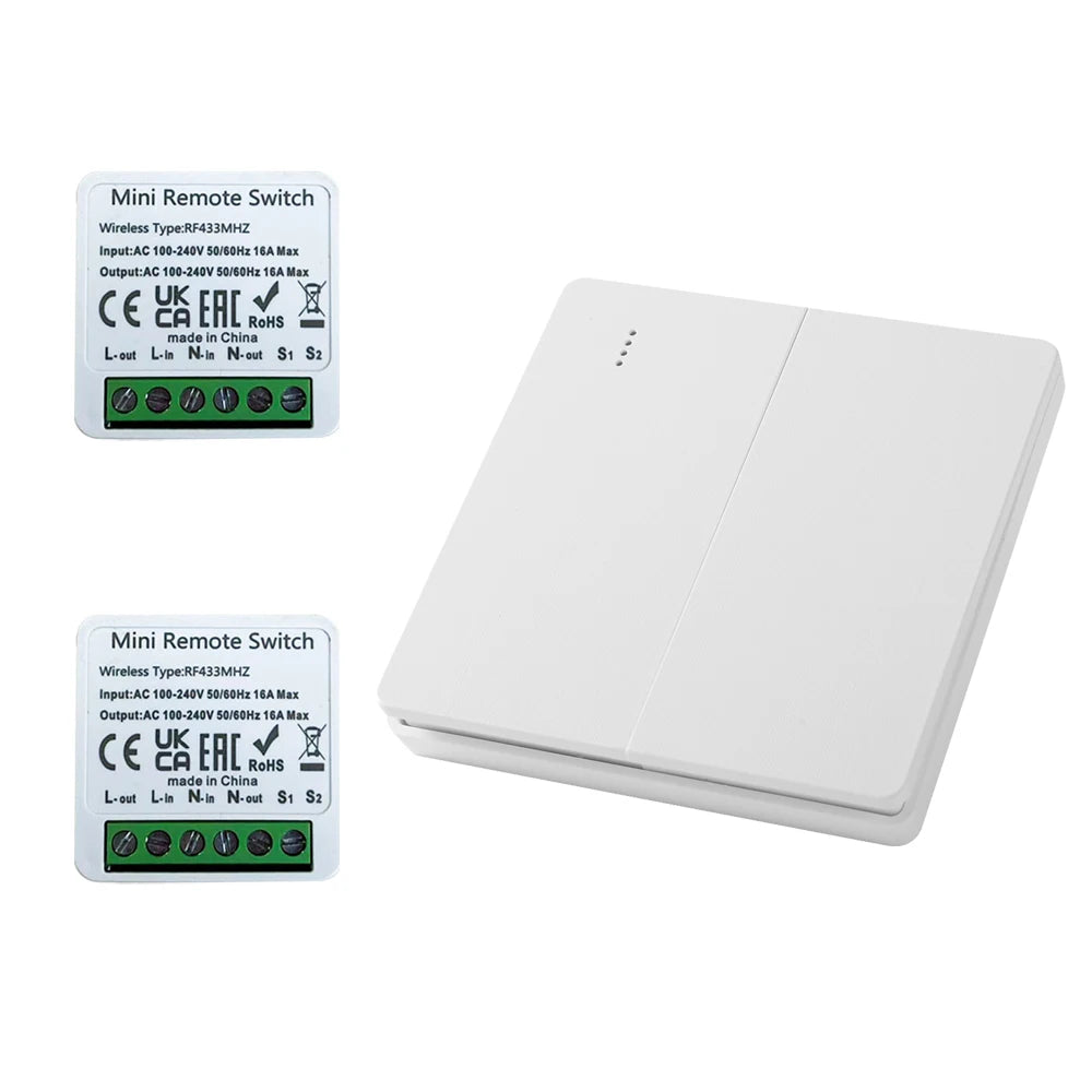 Wireless Smart Switch Light 433Mhz RF 86 Wall Panel Switch with Remote Control Mini Relay Receiver Home Led Light Lamp Fan