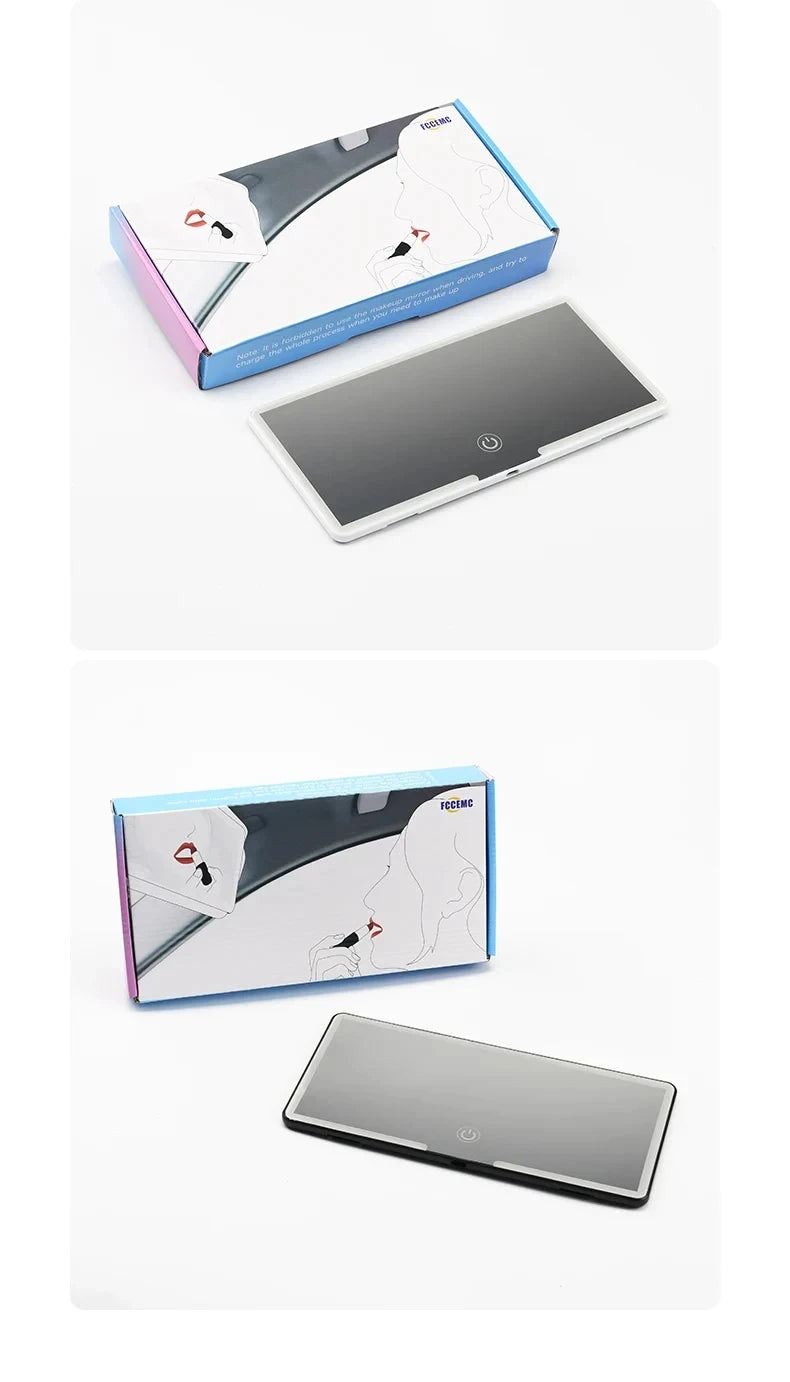 Car interior mirror, sun visor, LED high-definition makeup mirror, 3-mode touch screen adjustment,USBcharging,car makeup mirror