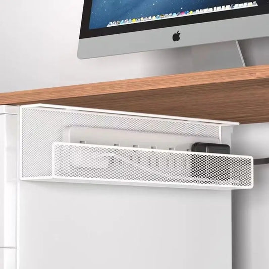 Iron Cable Manager Under The Desk Cable Management Rack No Hole Wire Organizing Box Plug Plug Board Storage Fixed Shelf