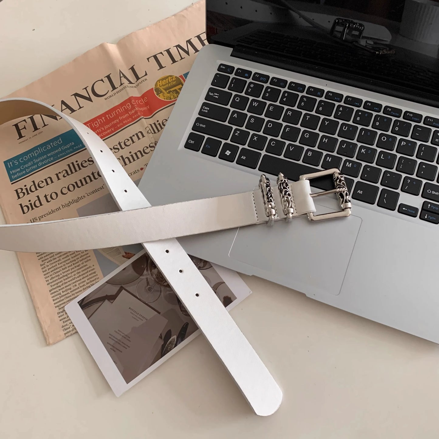 New retro Female Subculture Belt Punk Decorated Jeans Belt Personality Belt White Belt