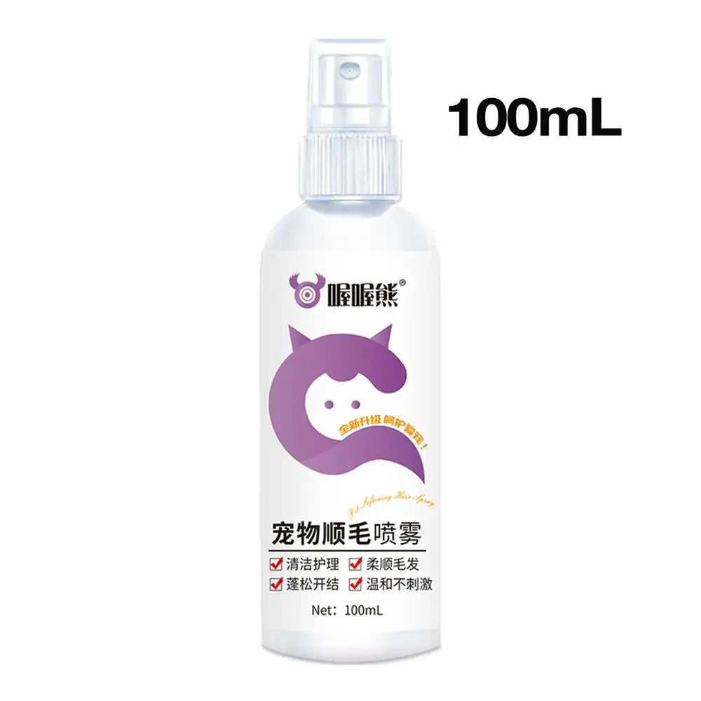 Dog Conditioner Spray 100ml Deodorizing Dog Grooming Spray Anti-Static Ph Balanced Dog Hair Spray Long Lasting Cat Detangler For