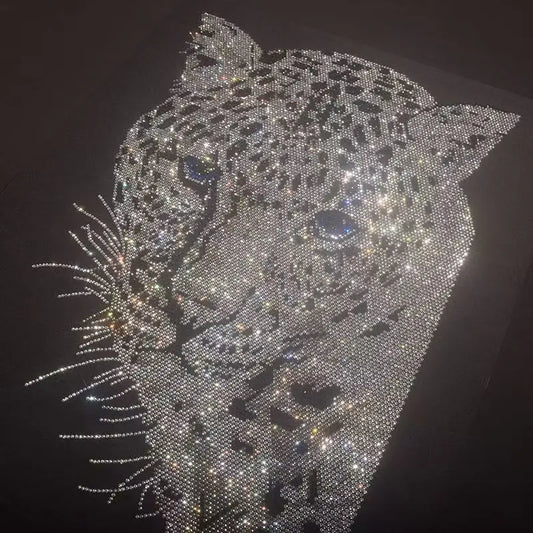 Hot-Fix Leopard Rhinestone Apparel | Sparkling Animal Print Clothing | Edgy Crystal Design