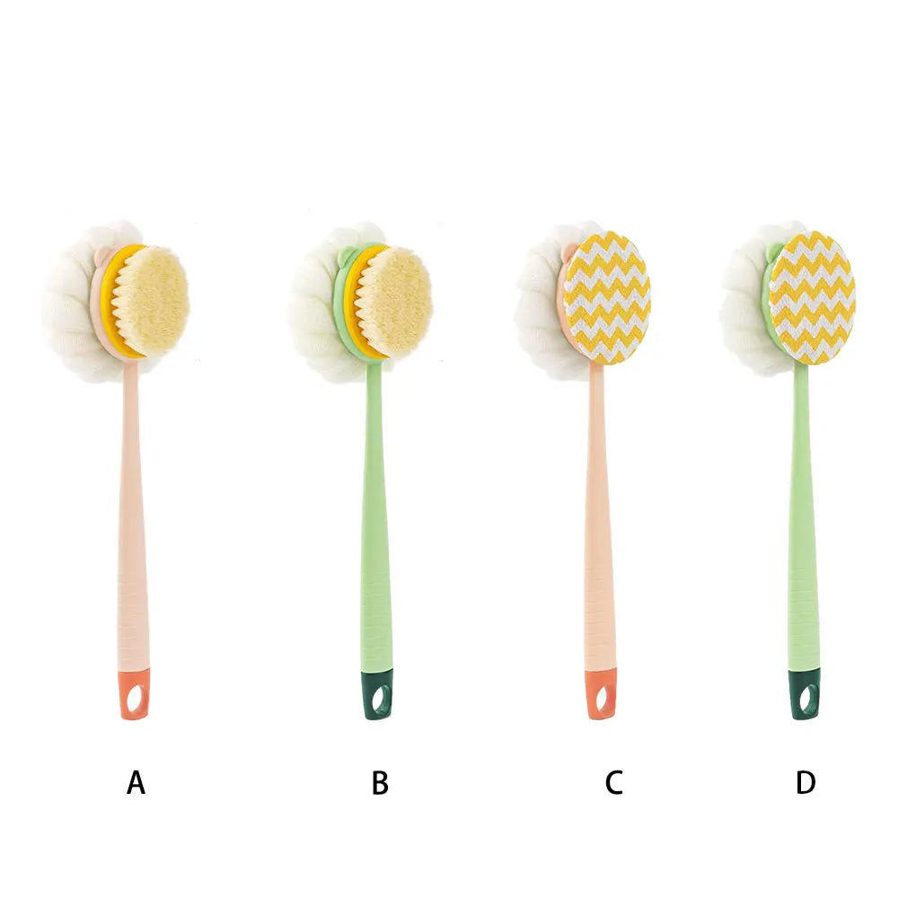 Double-sided Bath Scrubber Bath Brush Long Handle Soft Hair Bath Brush Removable Bath Towel Bath Ball Double Side Rub Cleaning