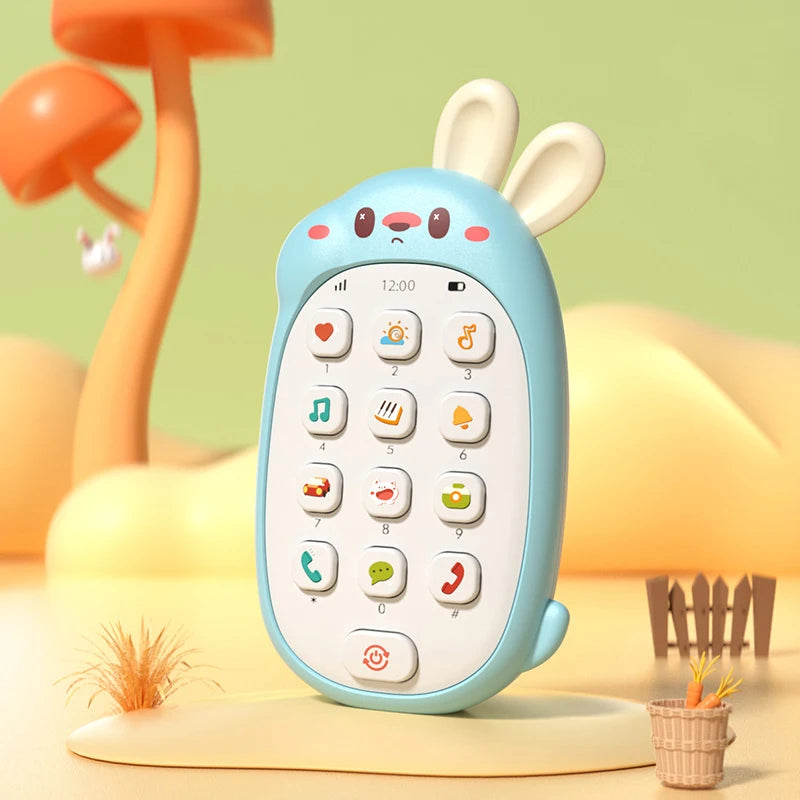 Baby Rabbit Mobile Phone Children's Toy Can Bite Puzzle Early Education Baby Multi functional Music Simulation Phone