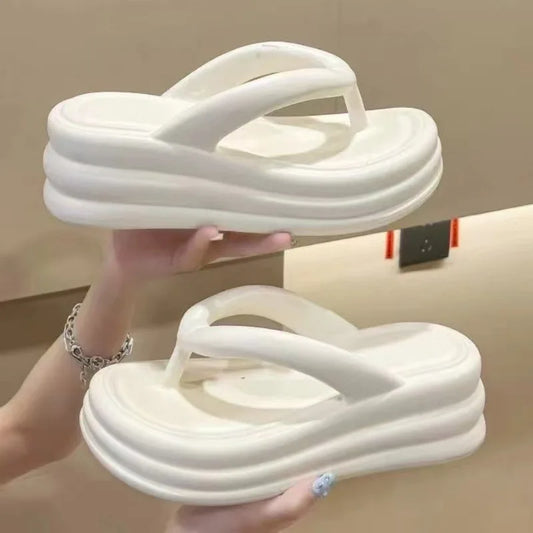 Thick Bottom Flip-flops Summer Fashion Women Slippers Soft Bottom Increase Anti-slip Anti-odor Beach Slippers Zapatos De Mujer