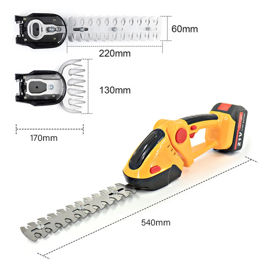 2 in 1 Cordless Handheld Hedge Trimmer Rechargeable Electric Trimmer Garden