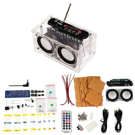87.5-108MHZ FM Radio Stereo DIY Kit Amplifier Bluetooth Speaker Spectrum Electronic Fabrication DIY Electronic Kit
