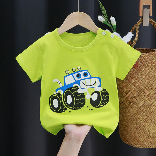 Baby Cotton T-shirts Cute Kids Print T Shirt Boys Girls Children Summer Short Sleeve Tops Infant Clothing