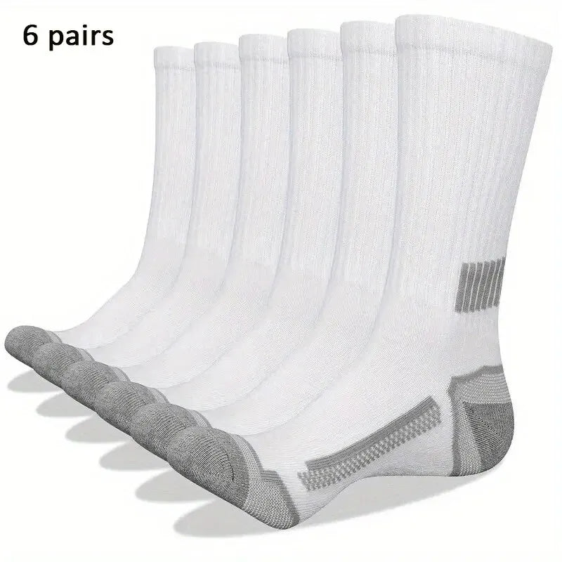 6 Pairs of MEN'S Sports Socks, Sweat Absorbing, Comfortable and Breathable, Suitable for Basketball Training and Outdoor Running