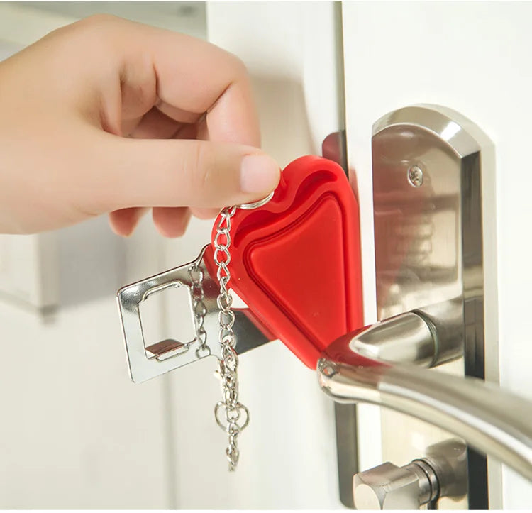 Security Portable Door Lock Latch No Drill Manual Hotel Room Devices For Add Security Holes Removable For Travel Safety