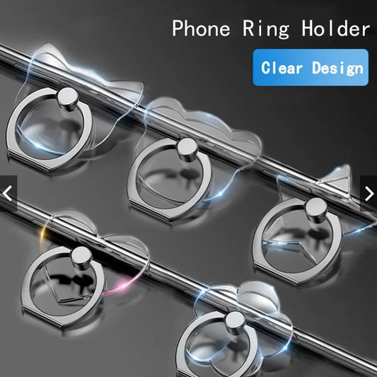 Transparent Cell Phone Ring Holder Stand 360° Degree Rotation Clear Finger Grip Kickstand Compatible Various iPhones Case