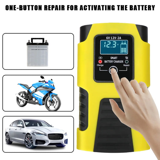 Digital LCD Display Car Battery Charger EU Plug 6V/12V 2A Full Automatic 3 Charge Stages Power Pulse Repair Chargers