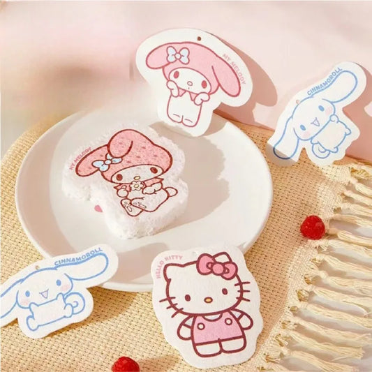 Sanrio Hello Kitty Sponge Dishwashing Brush Anime Character Creative Sponge Kitchen Cleaning Supplies Soft Cleaning Sponges