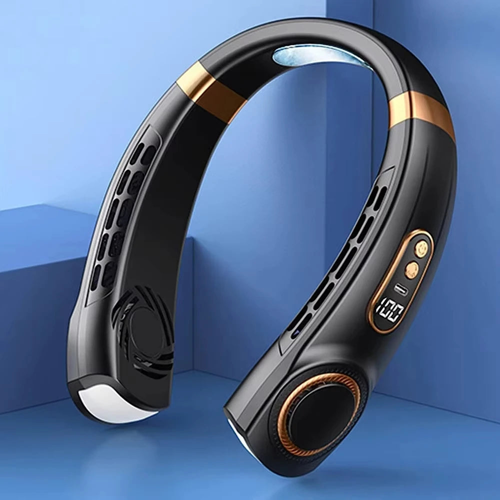 Xiaomi Mini Neck Fan Portable Leafless Neck Fan Air Cooler Digital Display Silent Air Conditioner USB Rechargeable Neck Fan