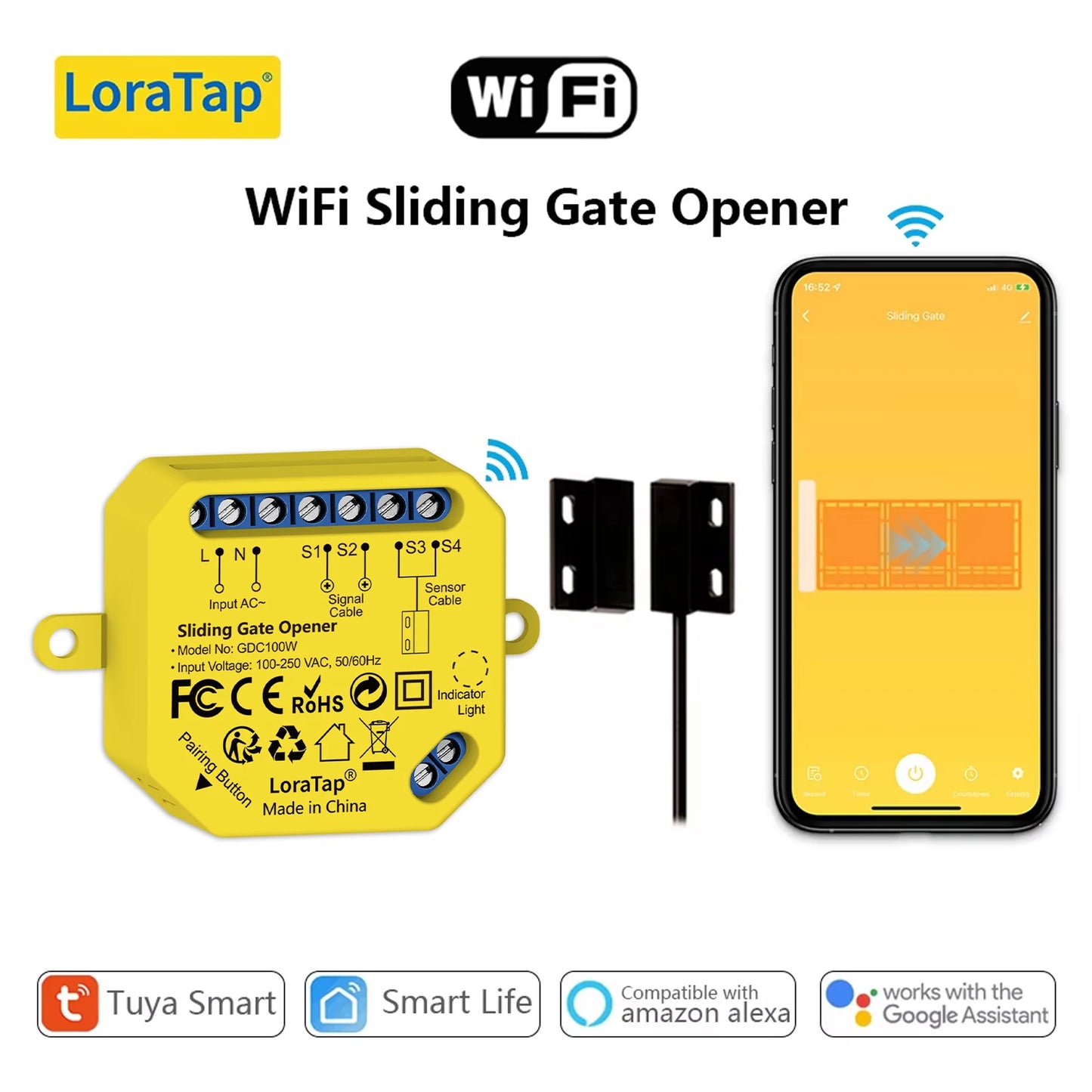 LoraTap Tuya Smart Life Garage Door Sensors Opener Controller WiFi Switch Alexa Opening Home Remote Control Contact Voice