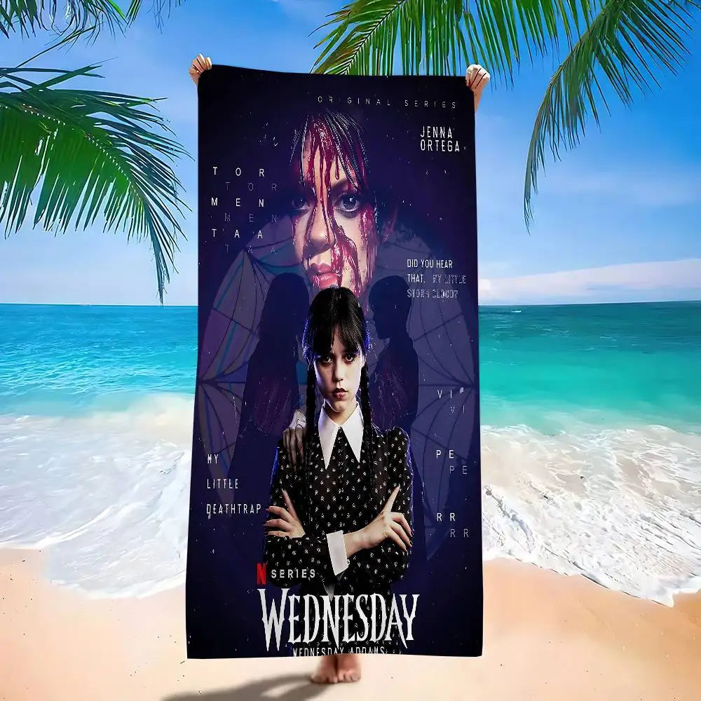 W-WednesdayS Addams Movie Cartoon Beach Towel Cute Kawaii Room Decor Bath Girls Children Hand Towels For Bathroom Shower