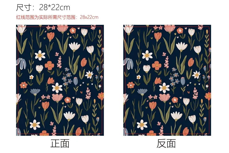 1pc Vintage Books Book Sleeve Teaware Book Protector Flower Black Book Covers for Paperbacks Washable Fabric Cloth Book