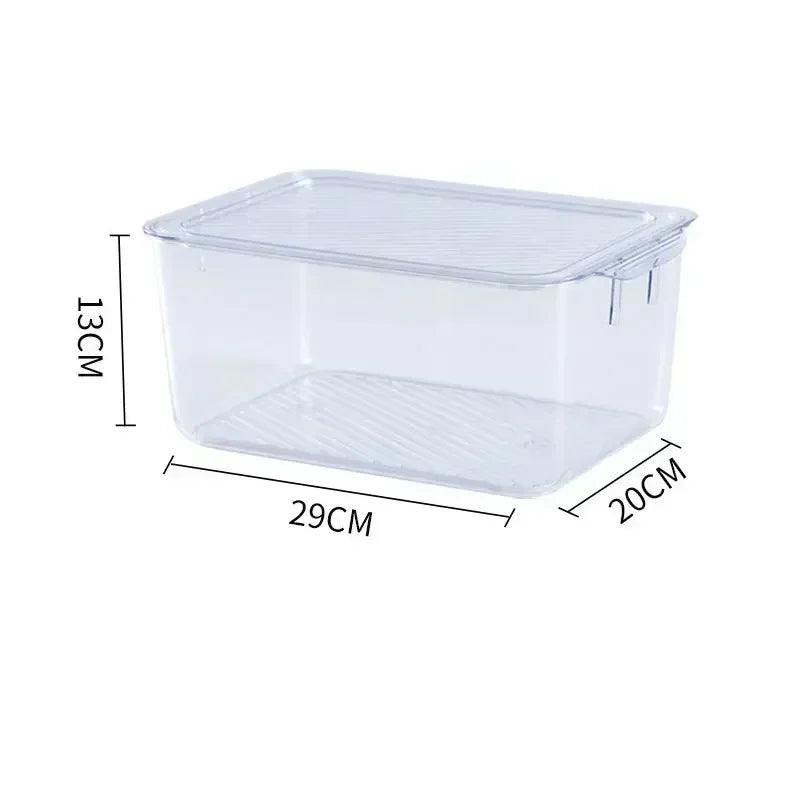 Stackable Transparent with Lid Storage Box Vegetable Fruit Organizer Fridge Container for Food Home Kitchen Tools Accessories