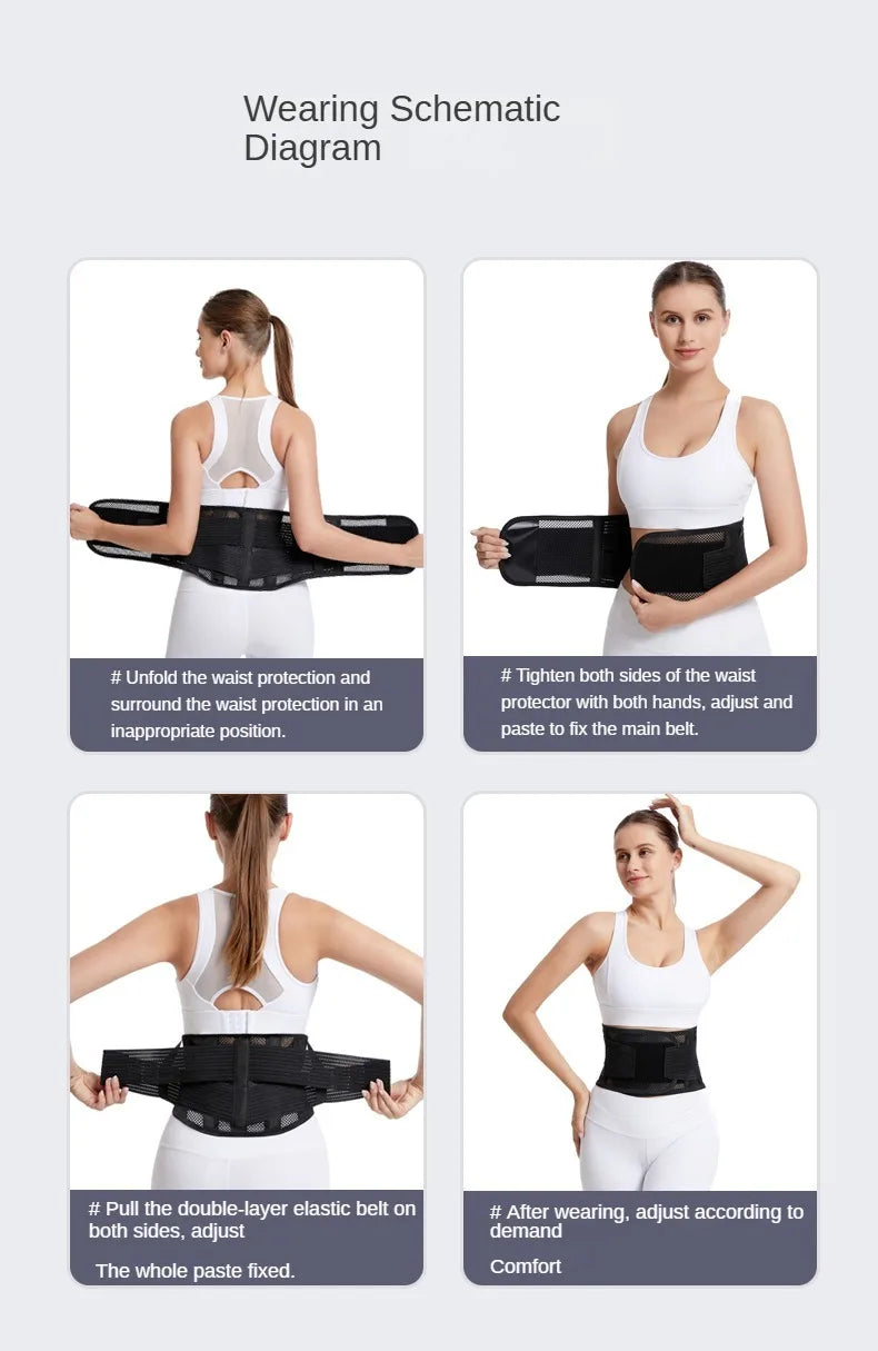 Back Brace Breathable Lumbar Support Belt Adjustable Straps Back Belt Lower Back Waist Brace for Lower Back Relief Sciatica