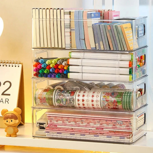 Drawer Organizer Bin Clear Stackable Fruit Food Jars Book Cosmetic Jewelry Storage Box Transparent Fridge Storage Bin Containers