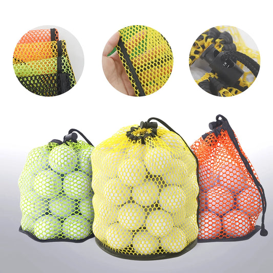Portable Multipurpose Sports Mesh Net Bag Golf Ball Organizer Bag Drawstring Pouch Golf Sports Supplies Can hold 12/25/50 Balls