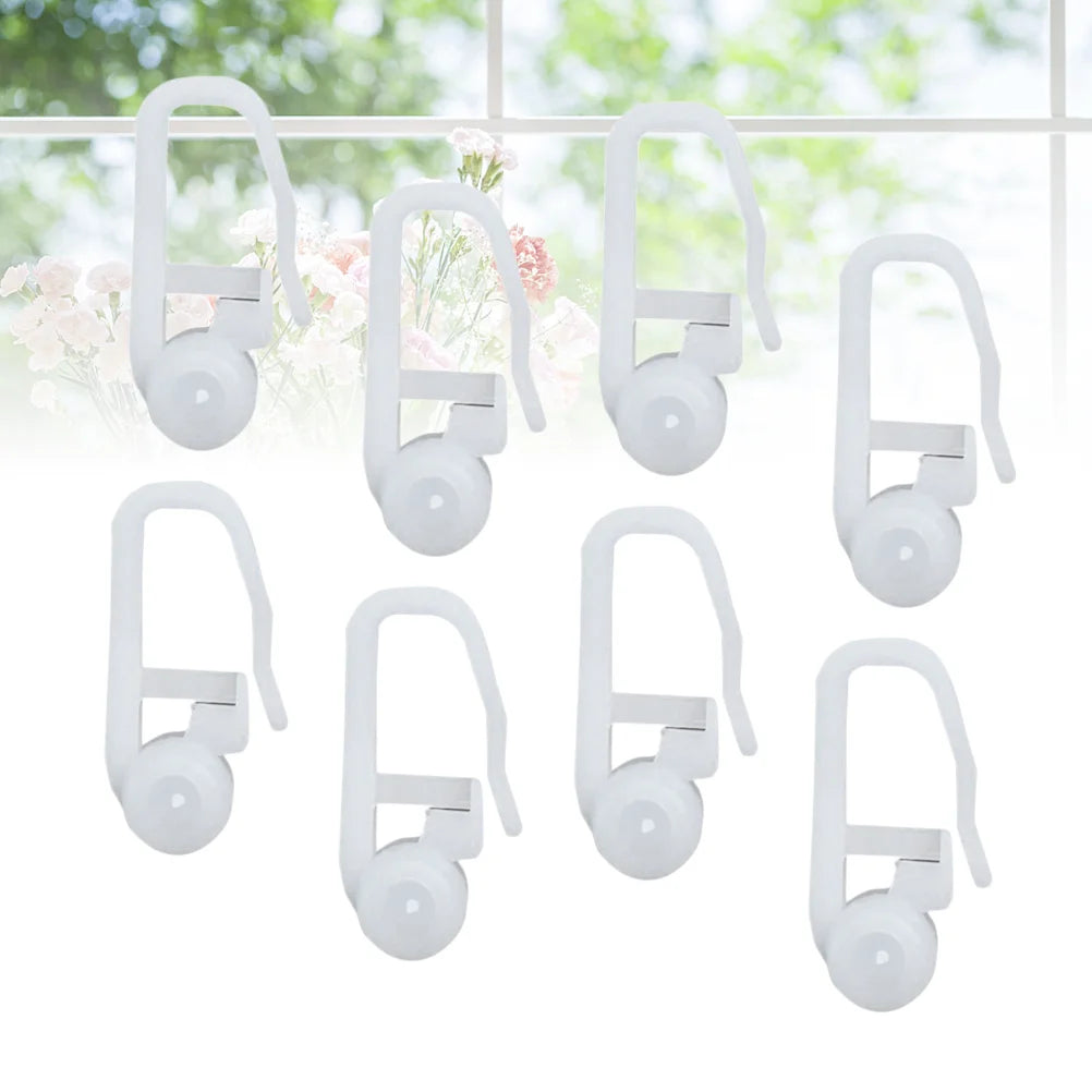 50 Pcs Window Curtain Hanging Ring Universal Roller Hooks Pulley Bed Special White Plastic Easy Install Smooth Sliding