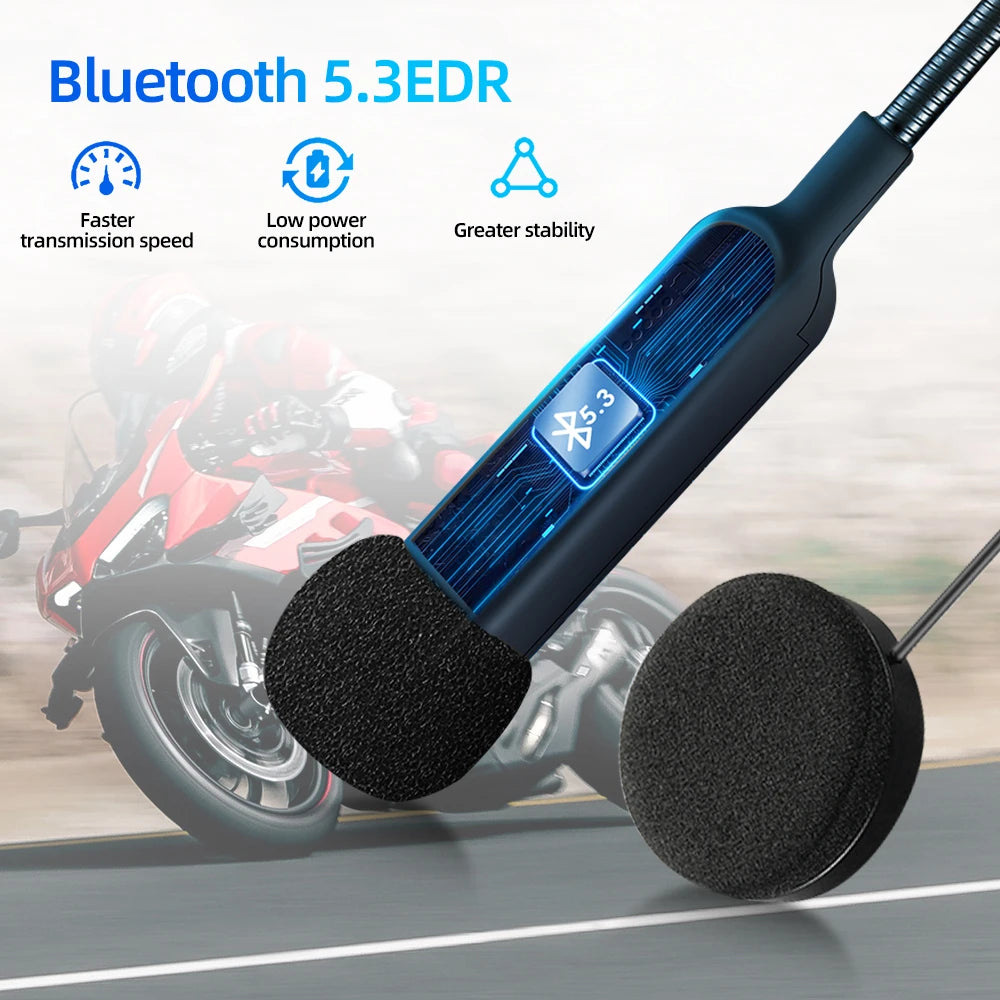 Motorcycle Helmet Bluetooth 5.3 Headset Stereo Headset Motorcycle Universal Helmet Headset Wireless Hands-Free Calling Brand New