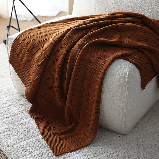 American-Style Thickened Knitted Wool Cover Blanket Solid Color Simple Bed End Towel Blanket Multifunctional Decorative Blankets