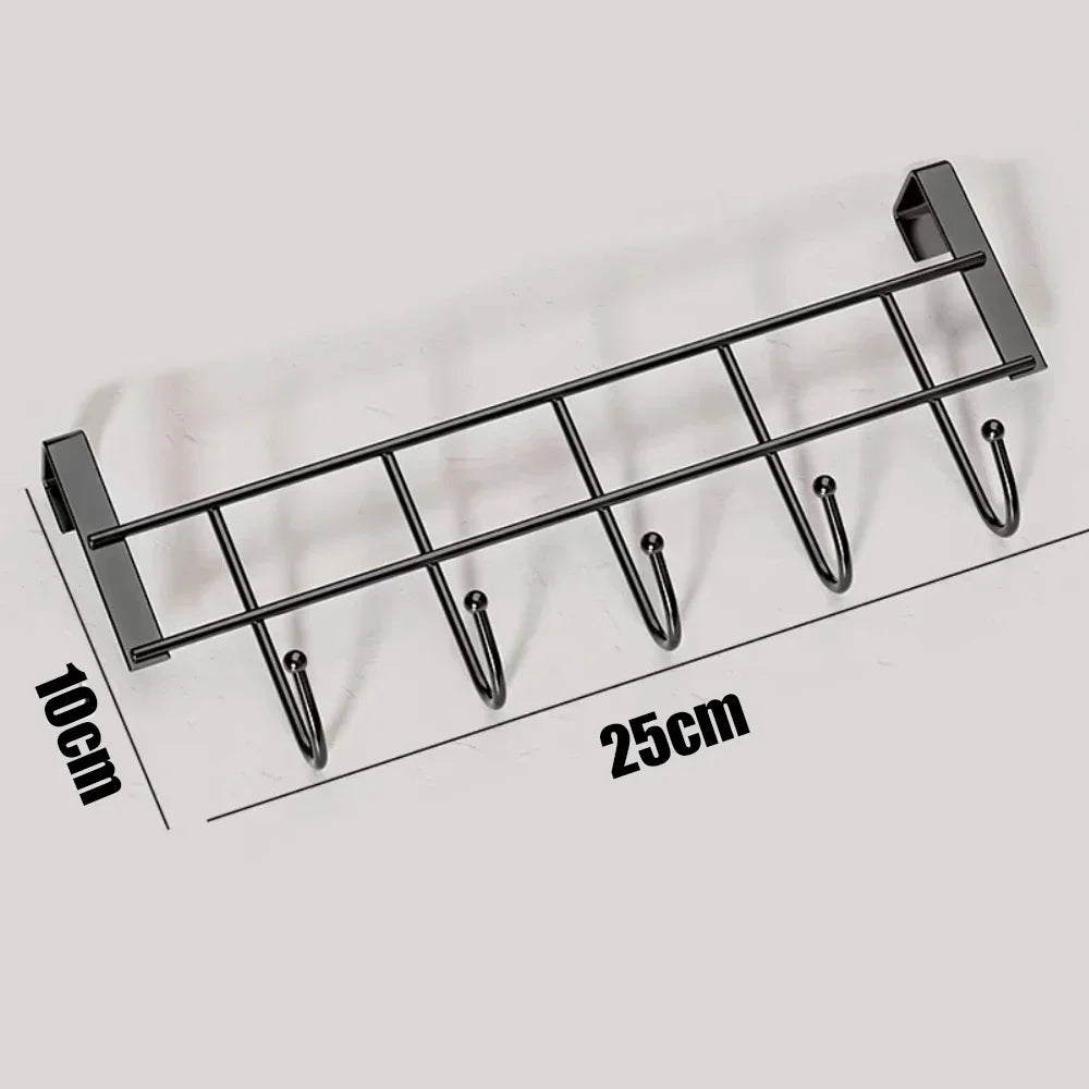 Hooks Over The Door 5 Hooks Home Bathroom Organizer Rack Clothes Coat Hat Towel Bags Keys Hanger Bathroom Kitchen Accessories