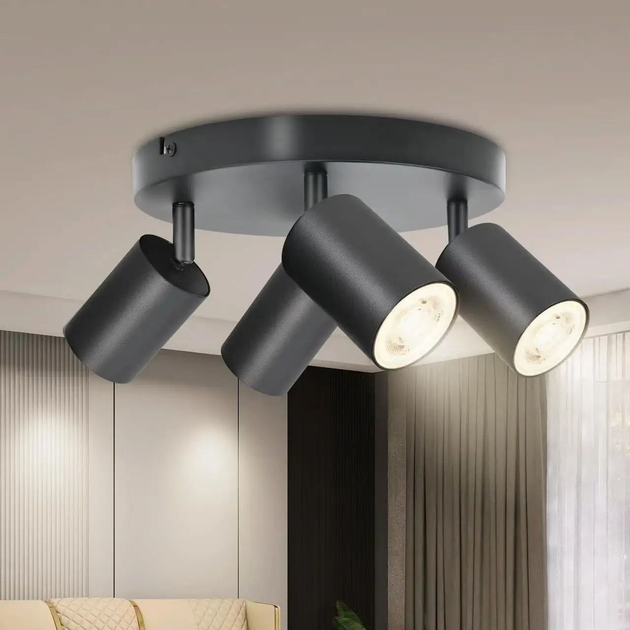 Modern LED Ceiling Light - GU10 Wall Light Black - Energy Saving, Living Room, Bedroom, Kitchen, Easy Installation, Bulb Not In