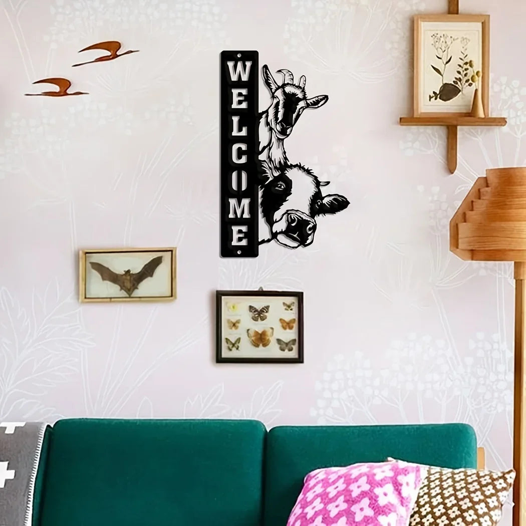 HelloYoung Decorative Signs Plaques,Farm House Sign, Cow Sheep Sign, Welcome Farm Sign ,Farm Wall Art Barn Decor, Ranch Decor