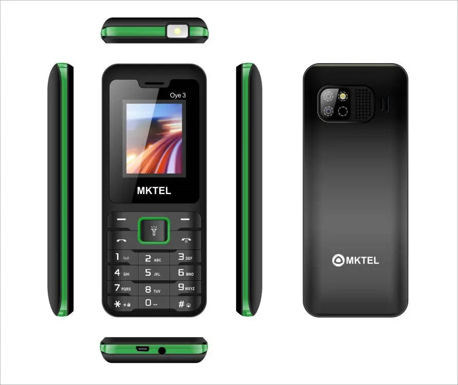 MKTEL OYE 3 Feature Phone 1.77inch Display 1800mAh Dual SIM Dual Standby MP3 MP4 FM Radio with Strong Torch Senior Phone