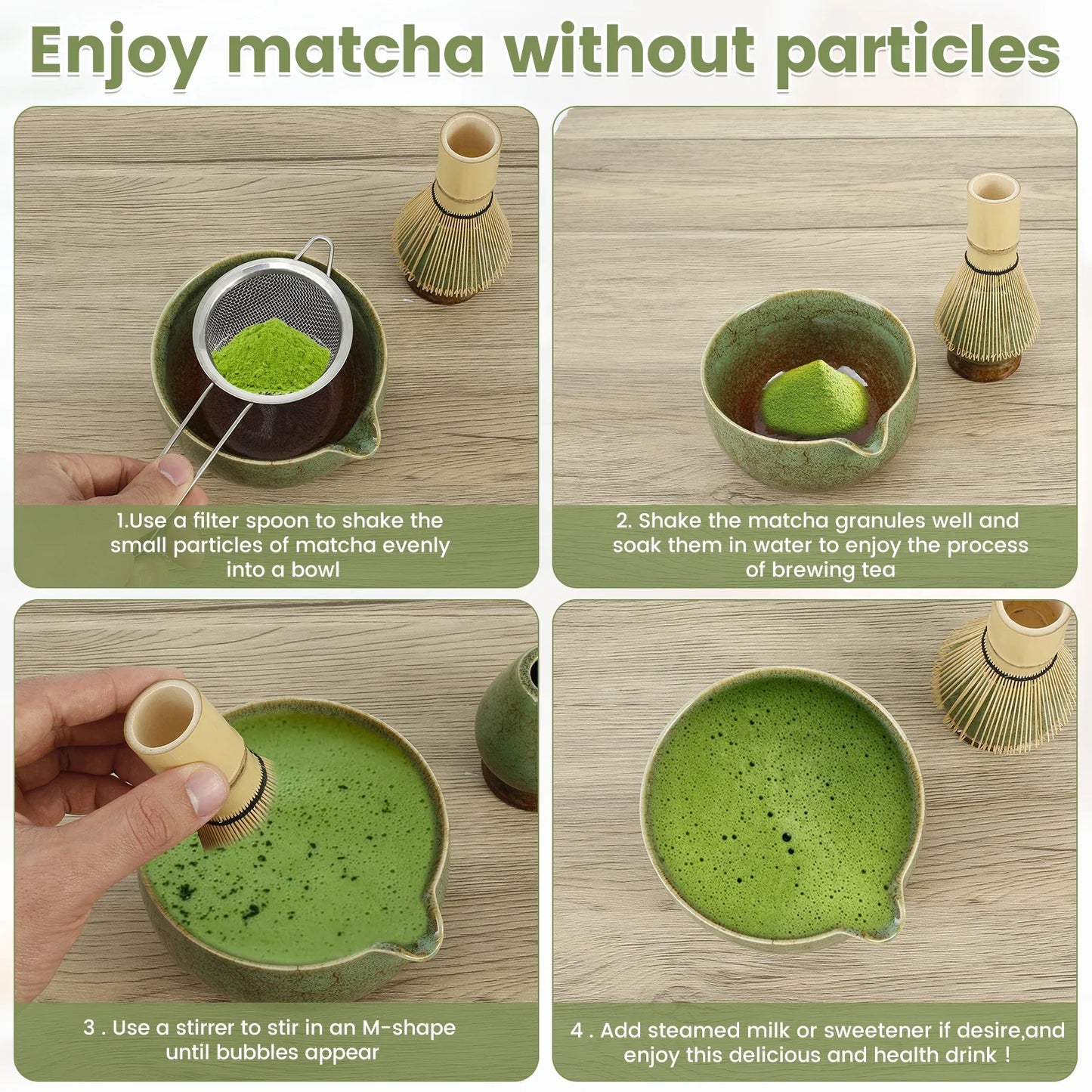Matcha Whisk Set Easy to Clean Matcha Tea Set Versatile Matcha Whisk and Bowl Set Sturdy Matcha Kit Include Matcha Bowl Kit