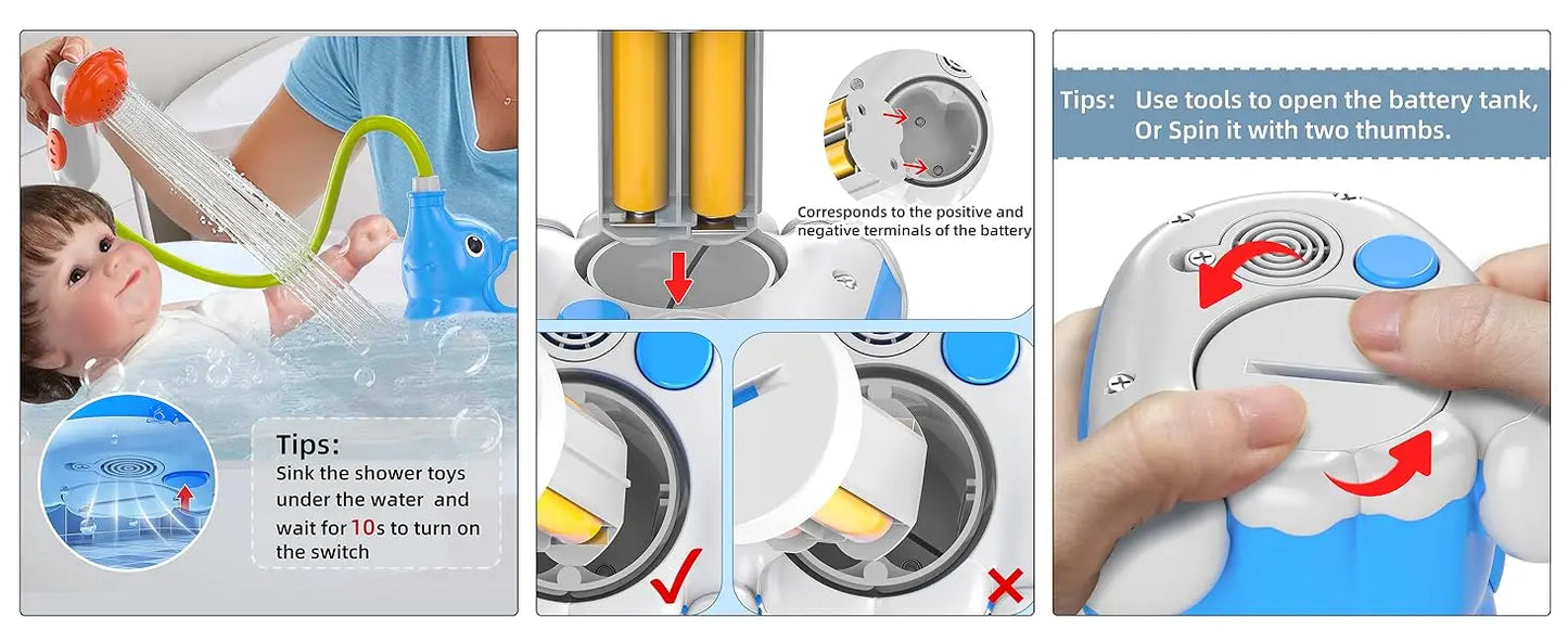 2025 new Baby Bath Shower Head Toys for Kids Ages 2-4 Bath Toys for Infants with Elephant Water Pump for Kids 3-5 Kids Bath Toys