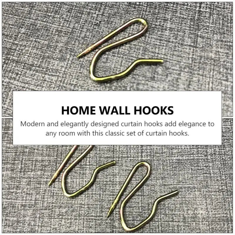 50pcs Metal Curtain Hooks for Drapes- Shaped Drapery Hook for Window Curtain Door Curtain Shower Curtain Golden