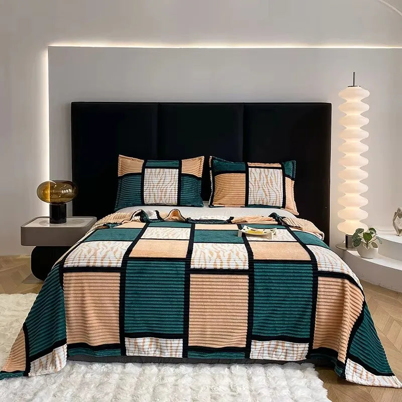 Lightweight Luxurious Warm Sleeping Plaid Milk Down Thin Blanket Multi Color Spring Summer Suitable For Sofas Bedrooms Blankets