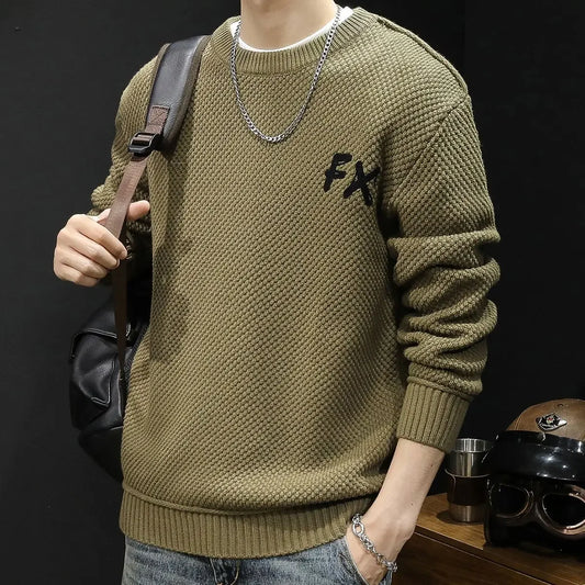 Oversize Knitted Sweaters for Men Solid Color Korean Popular Clothes Pullover Man Clothing Deals 2024 Harajuku Cashmere Knitwear