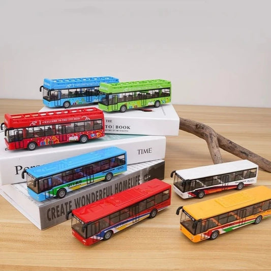 15CM Alloy Simulation Bus Car Model Children's Toy Pull Back Bus Inertia City Car Early Education Toy for Boy Girl Birthday Gift
