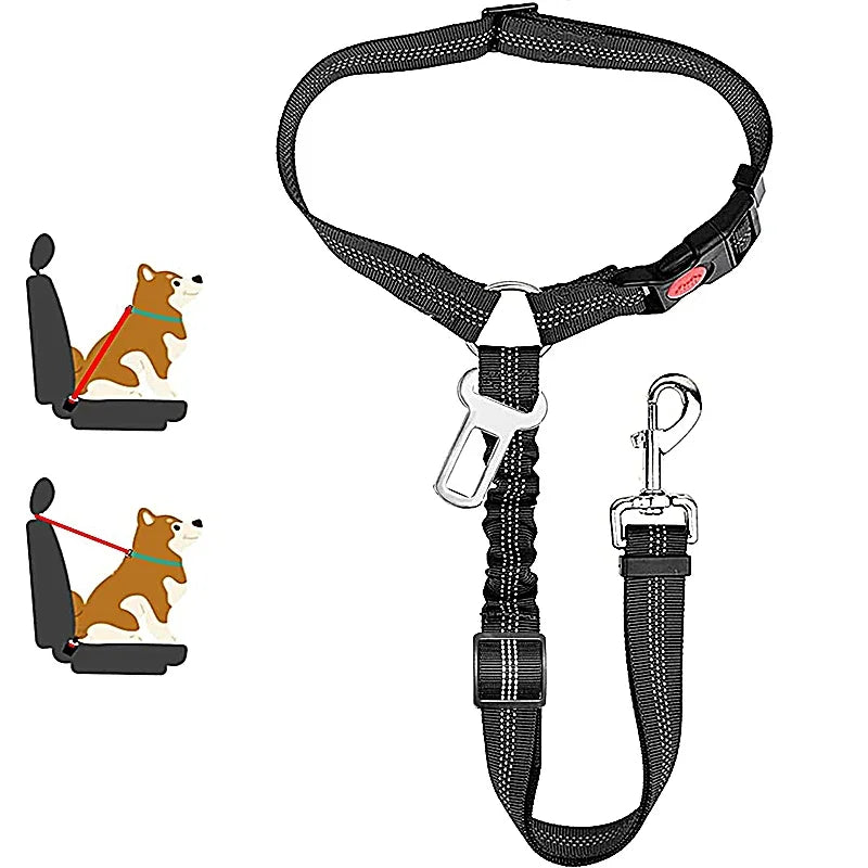 2 in 1 Adjustable Dog Car Seat Belt Pet Harness Clip Buckle Tether Car Travel Dog Safety Belt for Dogs Pet Accessories