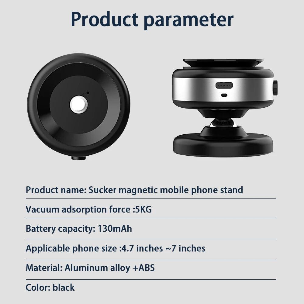 Magnetic Car Phone Holder Mount 360°Rotation N52 Strong Magnetic for iPhone 12-16 Android Smartphone Vacuum Adsorption Bracket