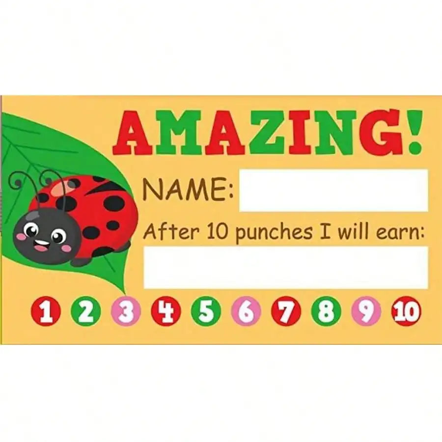 50pcs Cartoon Reward Cards Student Punch Cards for Business Classrooms Student Teacher Rewards Cards