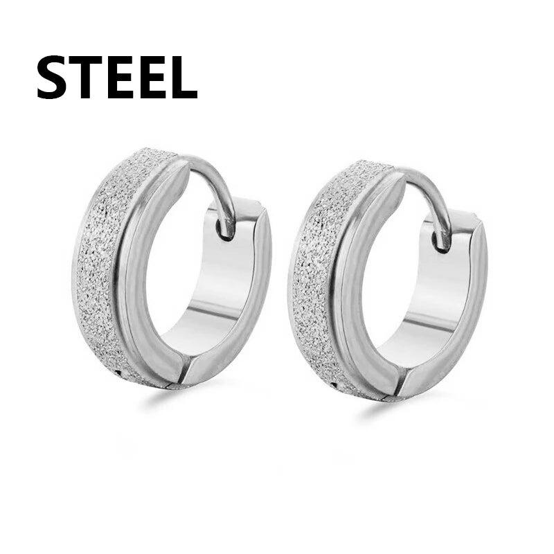 Punk Stainless Steel Frosting Hoop Earrings Design Women Men Pierced Cross Ear Jewelry Accessories Party Dangle Earring