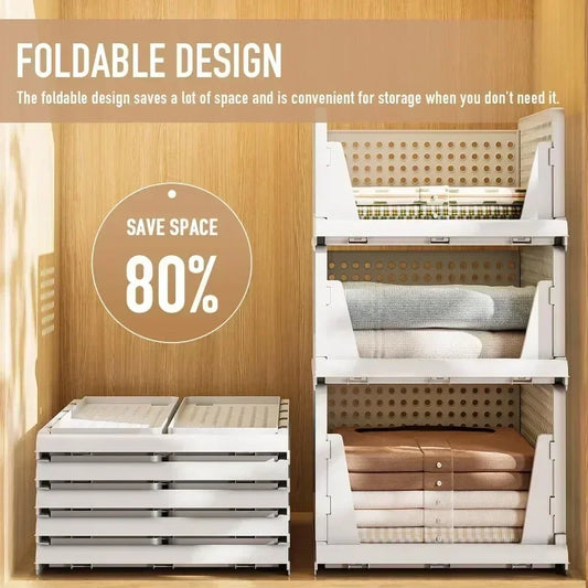 Stackable Clothes Storage Drawer Folding Plastic Organizer High-capacity Layered Partition Clothes Basket Household Storage Box