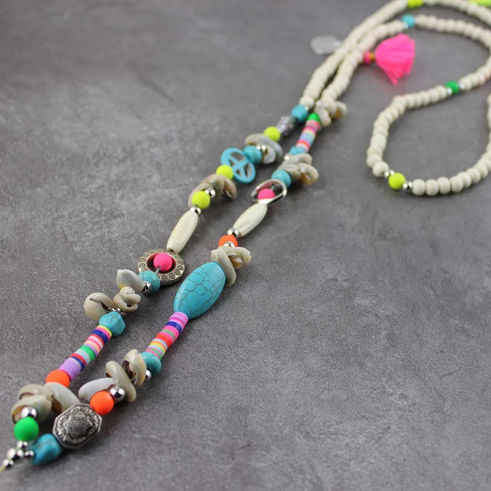New Long Mobile Phone Straps Wood Beads String Anti-lost Phone Chain Neck Hanging Long Lanyard Keys USB Cell Phone Rope