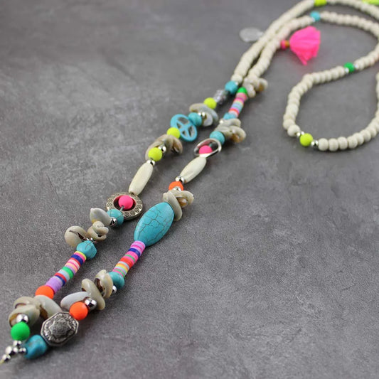 New Long Mobile Phone Straps Wood Beads String Anti-lost Phone Chain Neck Hanging Long Lanyard Keys USB Cell Phone Rope