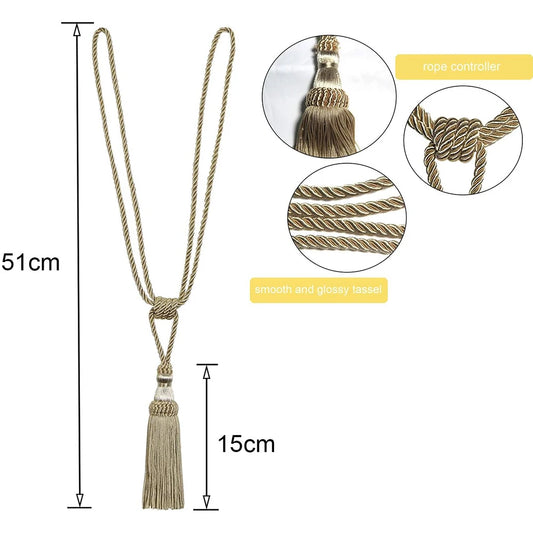1PC Curtain Tiebacks Tassel Curtain Clips Rope Curtain Tie Backs Holdbacks Decorative Curtain Holder Accessories For Drape