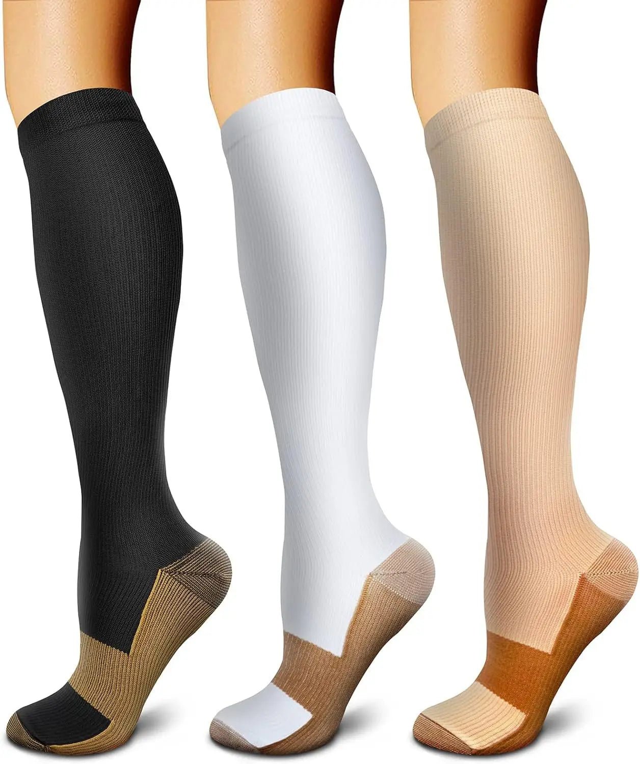 Sports Men Women Nurse Compression Socks 3 Pairs Women's Calf Stocking Running Calf Elastic Long Compression Socks