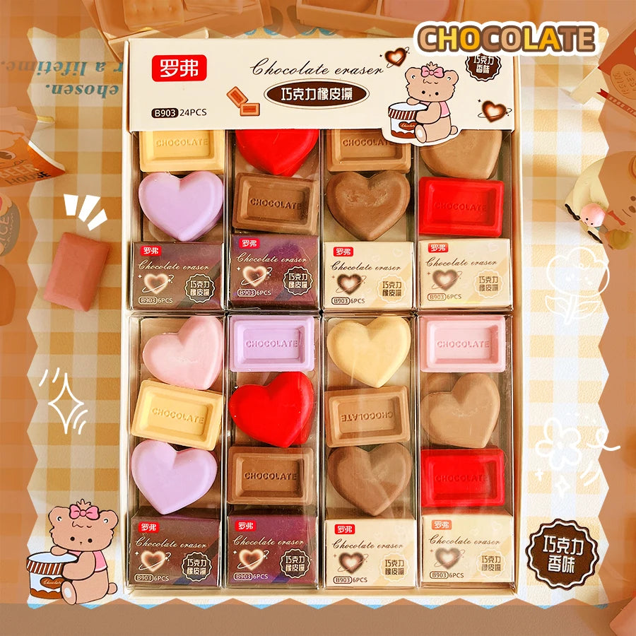 Kawaii stationery items School teacher gift Office Supplies classroom back to school chocolate Rubber Erasers cute things